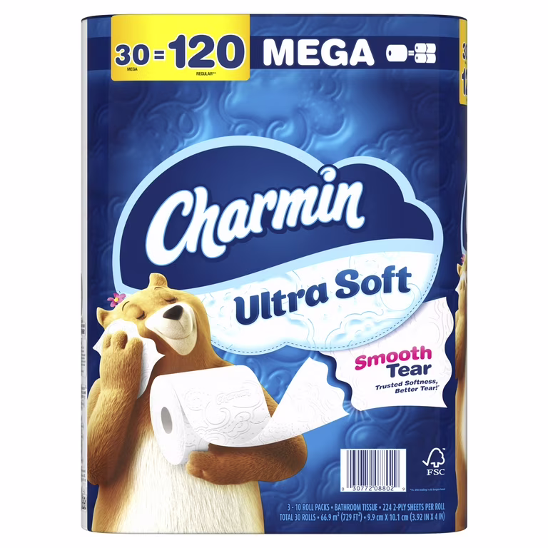 Charmin Ultra Soft Toilet Paper 30 Super Mega