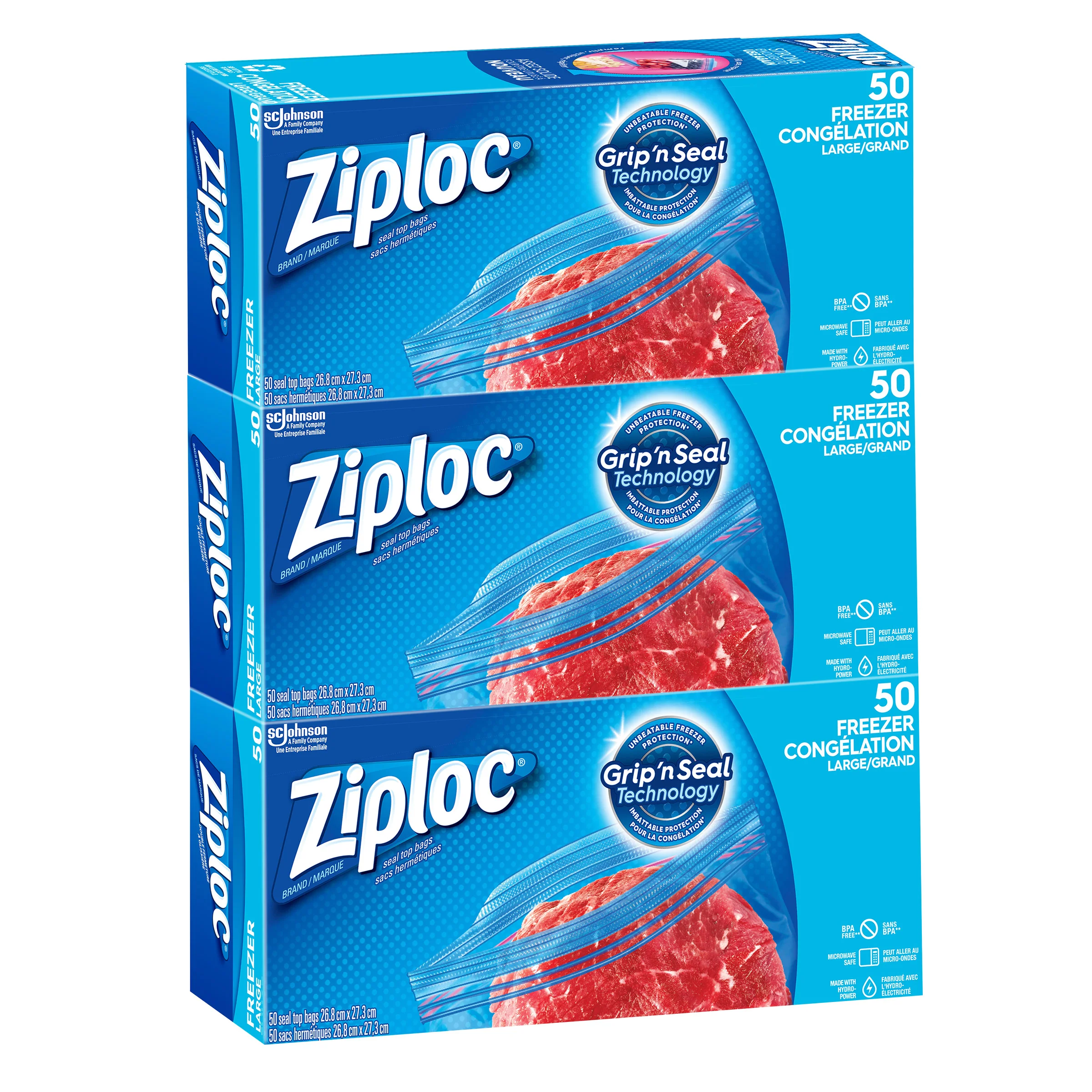 Ziploc Gallon Freezer Bags, 3-Pack (150 ct)
